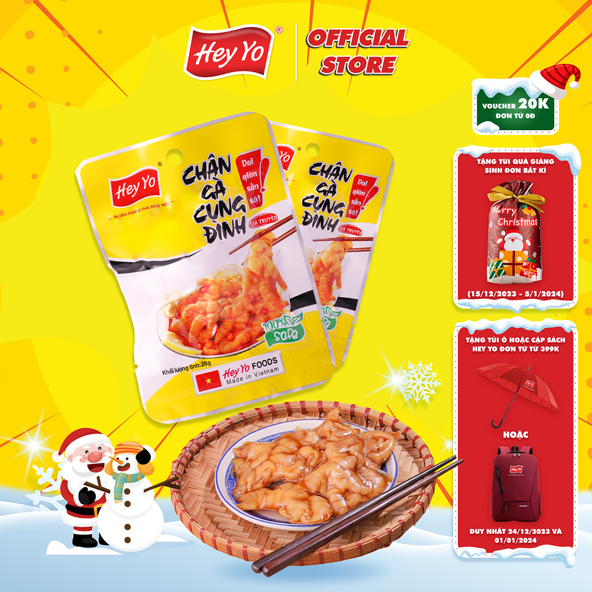 Chân gà rút xương Hey Yo Cung Đình 26g hàng Việt Nam đảm bảo VSATTP