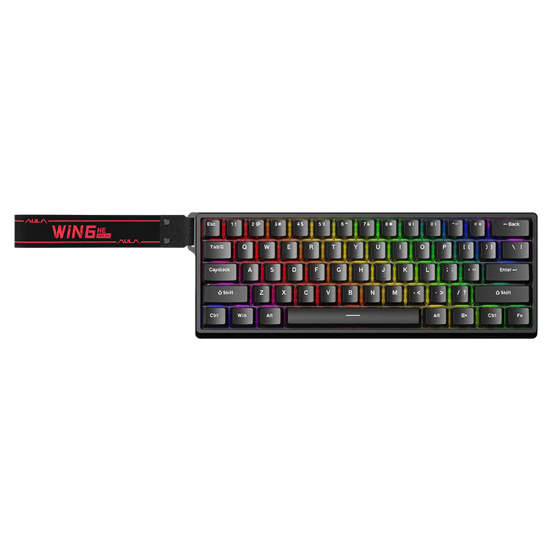 Bàn phím cơ Gaming có dây AULA WIN60HE (Phiên bản Đen/ Gray Wood magnetic switch - Rapid trigger) - Hàng Chính Hãng