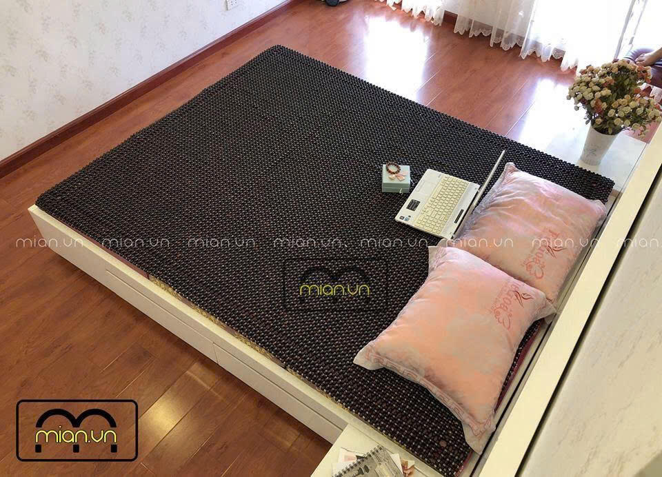 Chiếu Hạt Gỗ Cẩm Lai Cao Cấp - Kích Thước 2,2mx2m Hạt 1.2cm Hạt Gỗ Cẩm Tự Nhiên  Dây Đan Cao Cấp Của Nga Bảo Hành 2 Năm