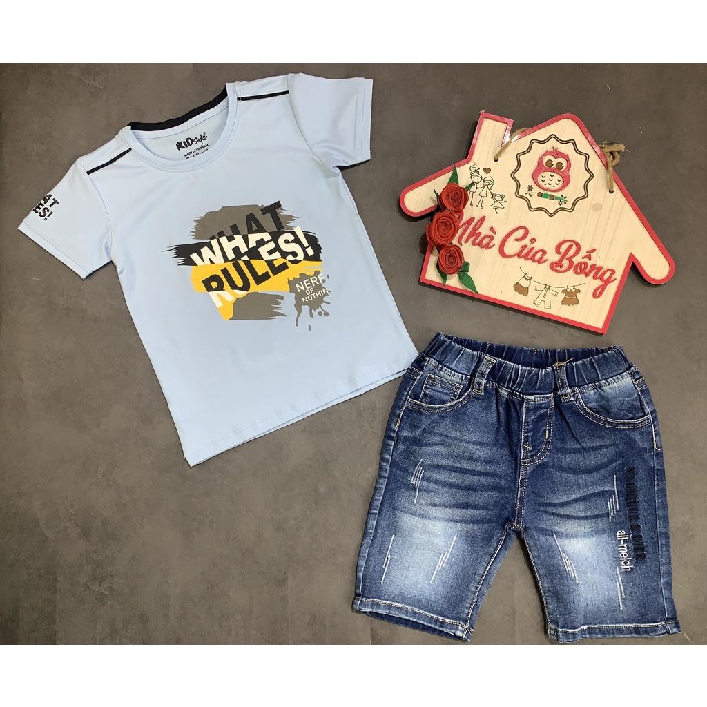 Áo thun tay ngắn bé trai phối chữ What Rules size 9 - 40 kg