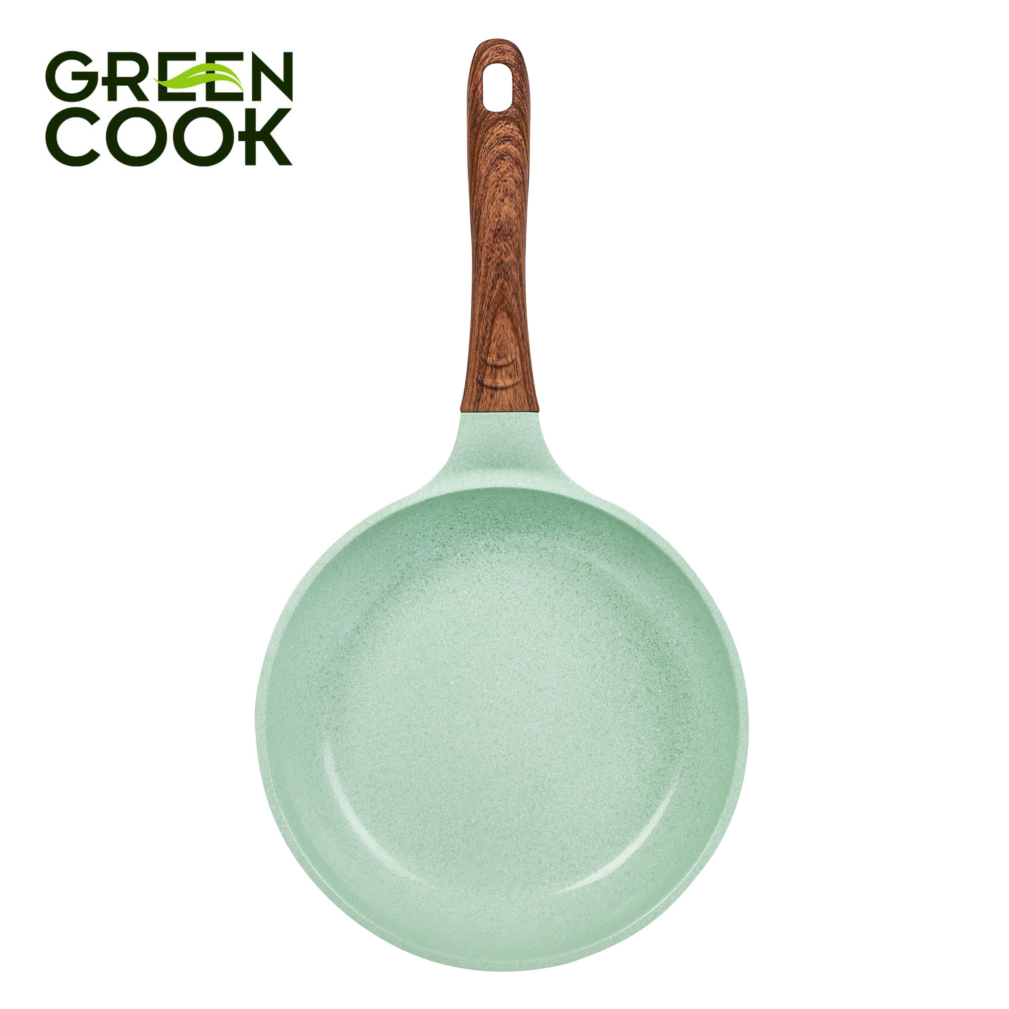 Chảo đúc đáy từ chống dính men đá ceramic xanh ngọc 20 cm Green Cook GCP06-20IH công nghệ Hàn Quốc - Hàng chính hãng