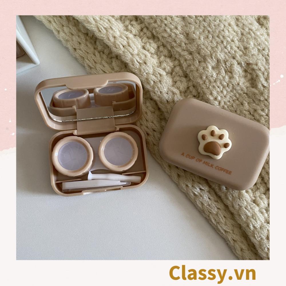 Hộp đựng kính áp tròng Classy chân chó, 1 khay đựng lens, có gương soi PK1301