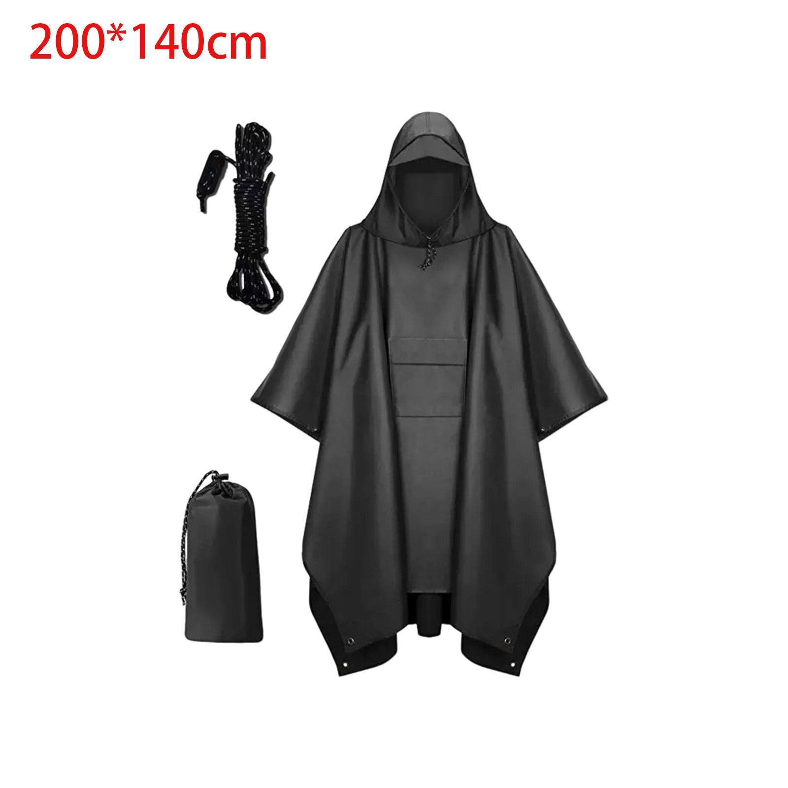 Hooded Rain Poncho Portable Rain Cape Water Resistant Rainwear for Men Women