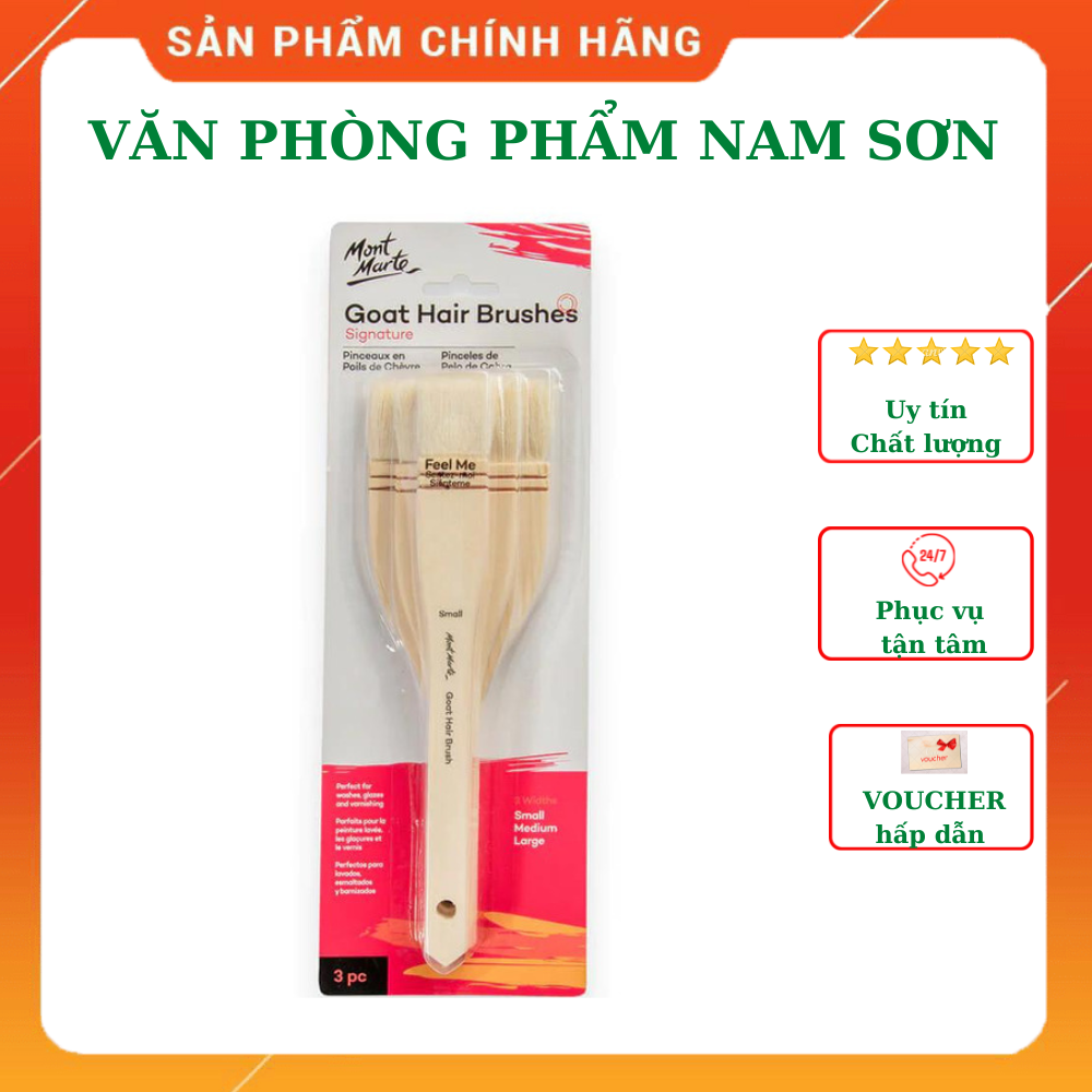 Bộ 3 Cọ Bản Lông Dê Mont Marte