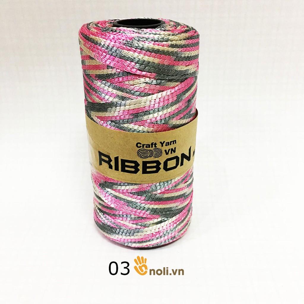 Sợi dệt ribbon loang ombre chuyên móc mũ túi giày