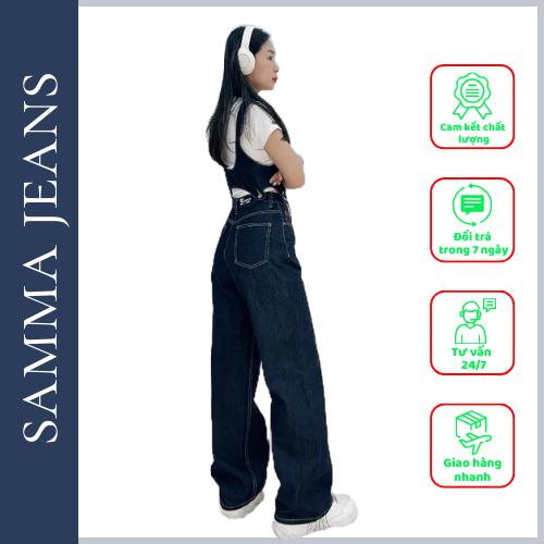 Quần Jean + Áo Yếm Y1_Bộ quần bò nữ + Áo yếm jean siêu đẹp, chất liệu jeans 100% cotton cao cấp | Samma Jeans