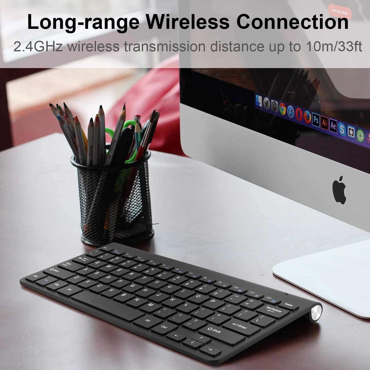 Bàn Phím Không Dây Mini USB Dành Cho Máy Tính Laptop Tivi Máy Tính Cao Su Keycaps Công Thái Noiseless Bàn Phím