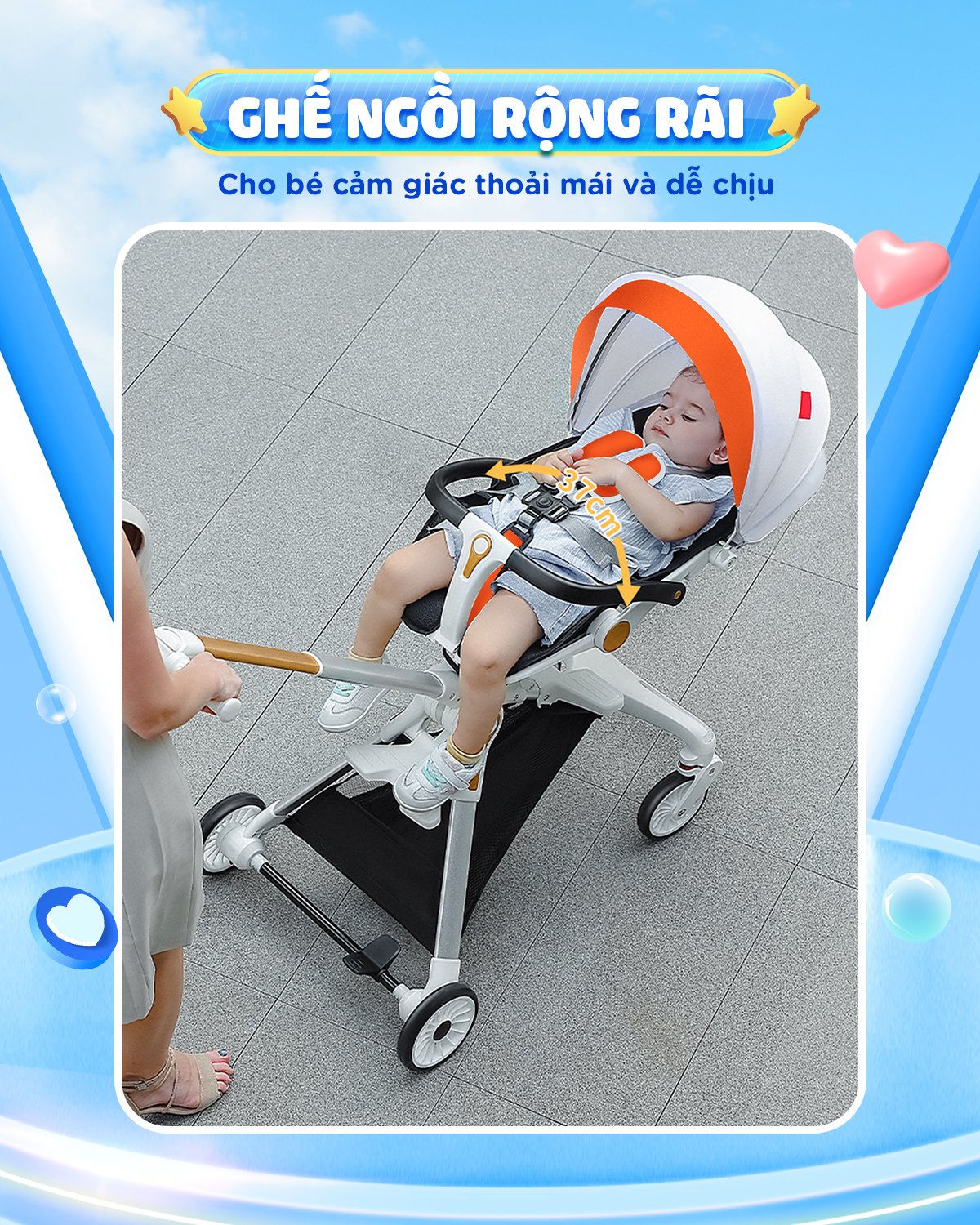 Xe đẩy Chilux M06 - Xe đẩy gấp gọn cho bé cao cấp, 2 chiều 3 tư thế, hệ thống giảm sốc giúp di chuyển êm ái