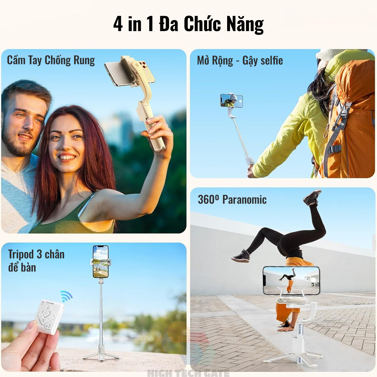 Cây quay video chống rung, chụp hình selfie 4 trong 1, tay cầm 1 trục ổn định Isteady Q có gimbal tracking AI 360, hàng chính hãng