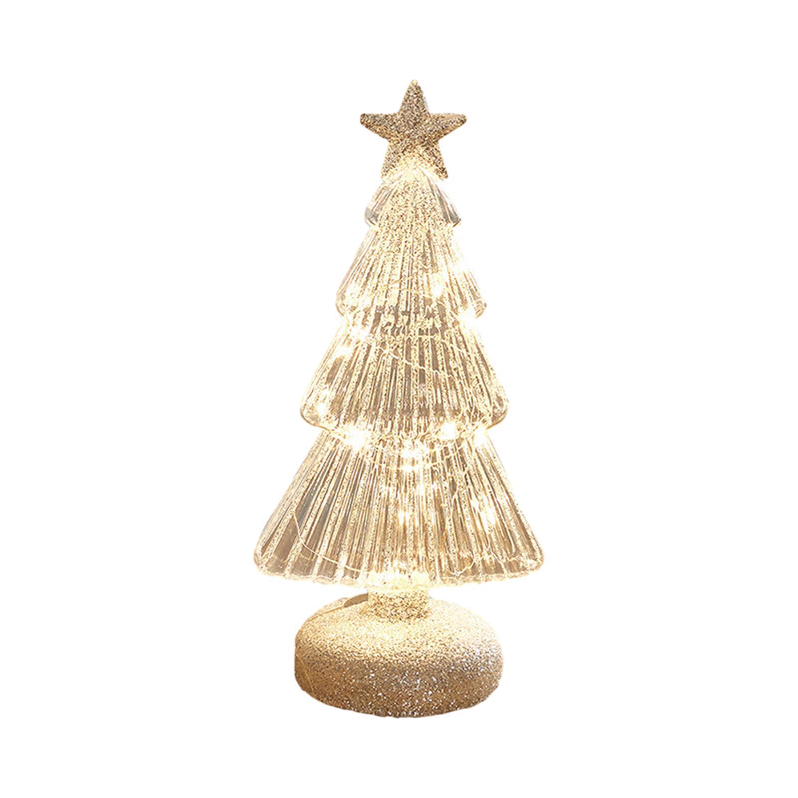 Christmas Tree Glass Night Light Twinkle Table Lamp for Holiday Party Indoor