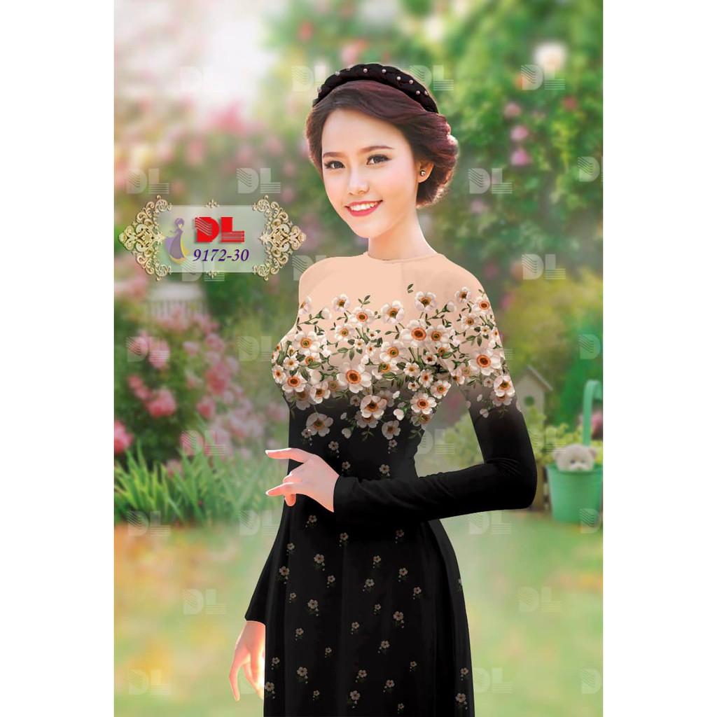 Vải may áo dài in họa tiết hoa DL9172