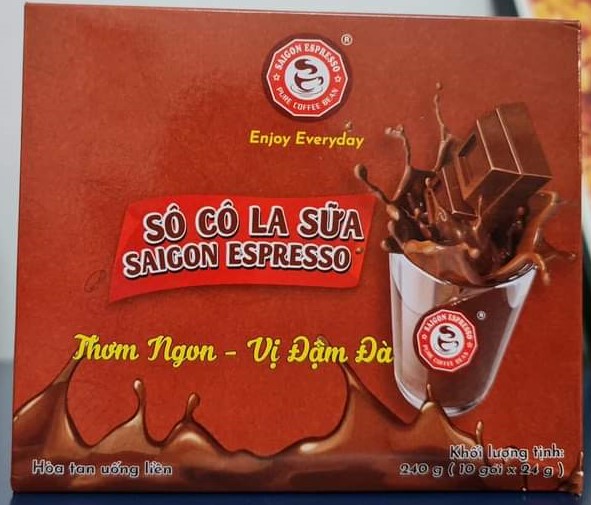 Sô cô la sữa Saigon Espresso hòa tan, Hộp 10 gói, 24g/gói. KLT 240g/hộp
