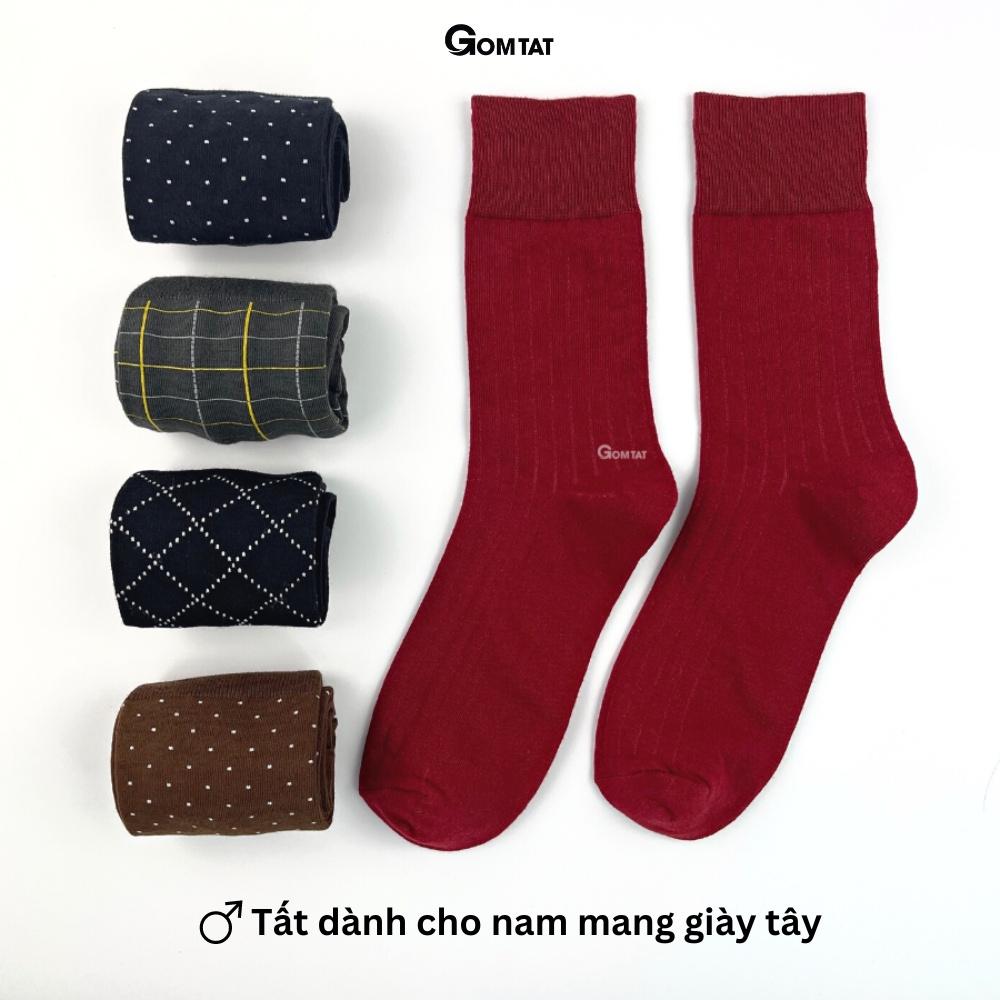 Hộp 5 đôi tất vớ nam đi giày tây công sở cổ cao, mẫu MIX03, chất liệu cotton cao cấp thoáng khí - GOM-MIX03-CB5