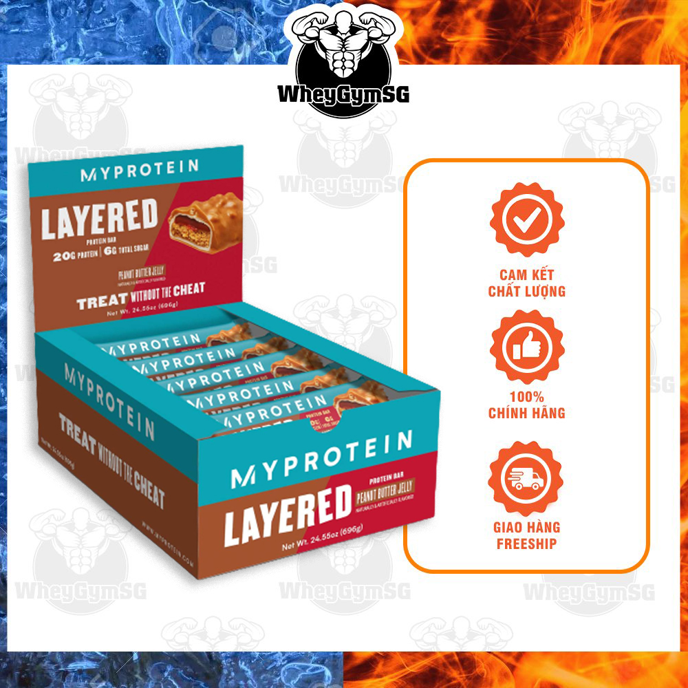 Bánh Bar Ăn Kiêng Myprotein Bar Layered Bổ Sung Protein Và Năng Lượng Tức Thì - Hộp 12 thanh