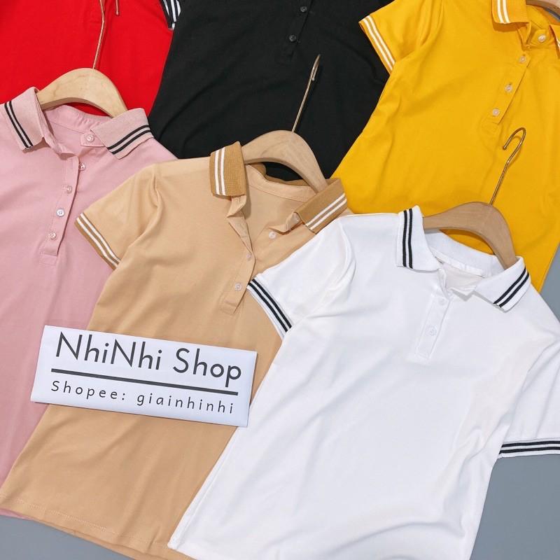 Áo thun ngắn tay cổ bẻ pha viền, Áo phông cổ bẻ tay cộc vải cotton co giãn AS1091 - NhiNhi Shop