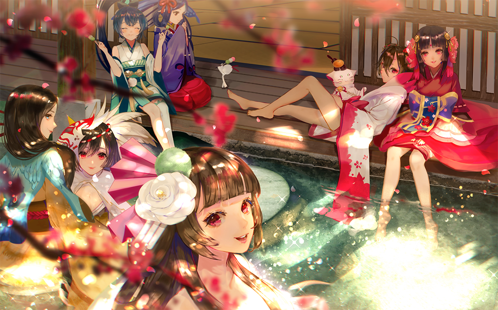 Poster A4 dán tường Anime, decal 21x30 trang trí có keo Onmyouji Wallpapers .png