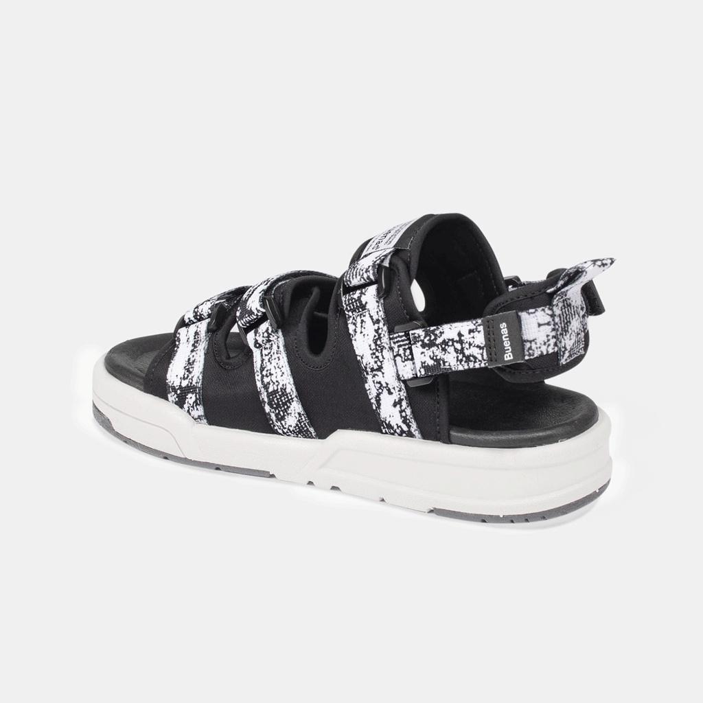 Giày sandal nam nữ unisex đi học quai ngang Buenas Sport SD7979 đen đế cao 3 phân