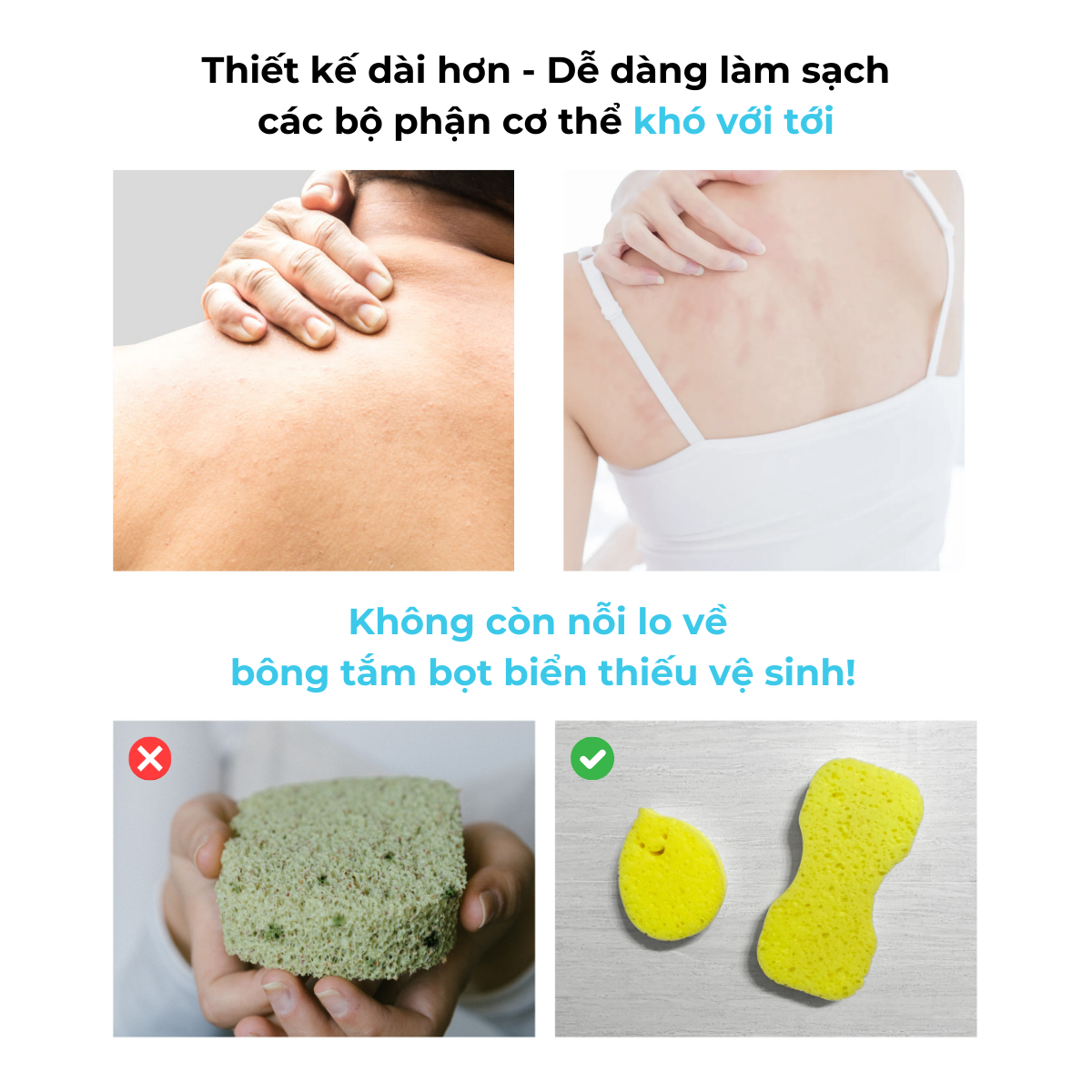 Bông Tắm, Bông Rửa Mặt Bọt Biển Daily Aqua - Làm Sạch Da, Tẩy Tế Bào Chết