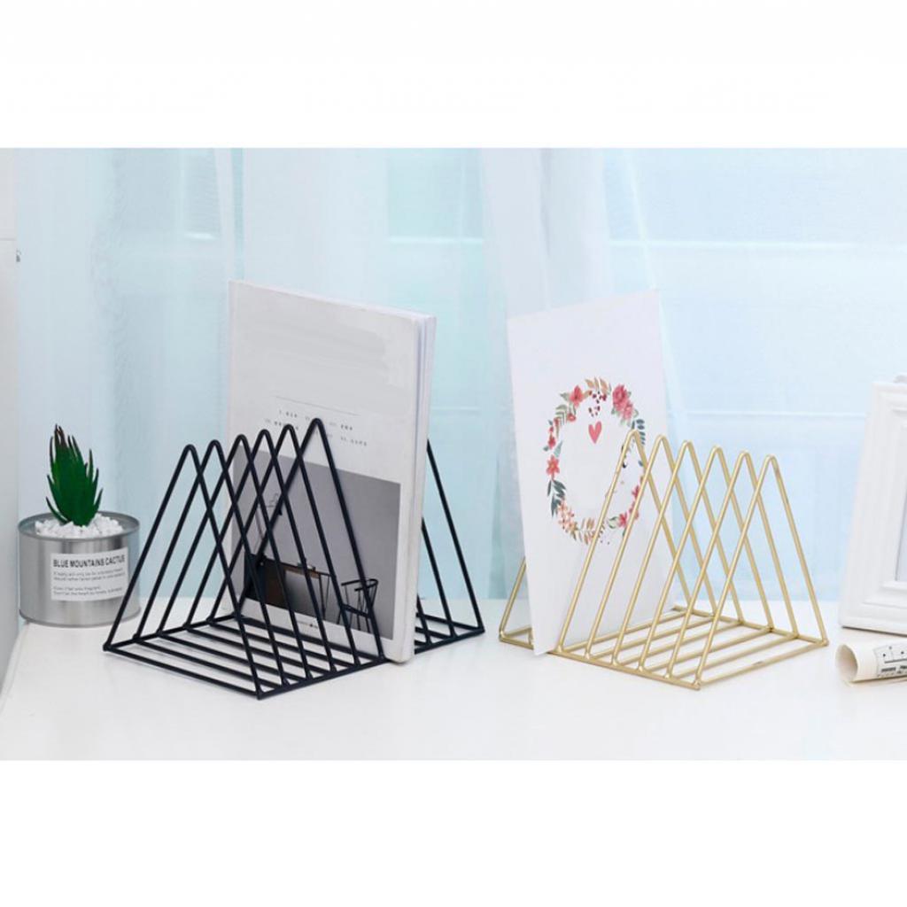 Triangle Book Holder Minimalist Bookshelf Desktop Organizer Rack A Gold