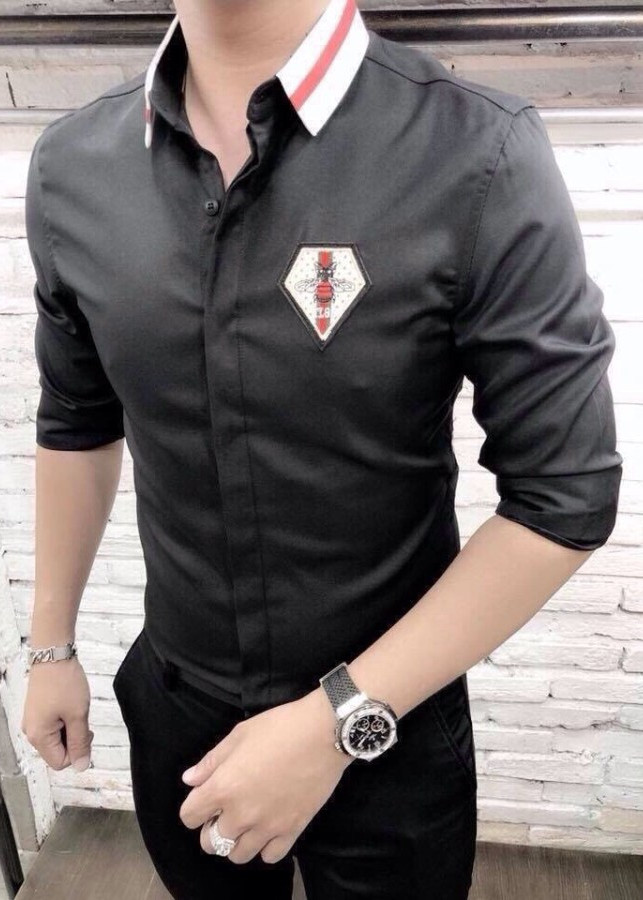 Áo Sơ Mi Nam Màu Đen Họa Tiết MDH86894