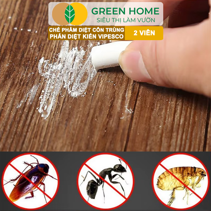 Phấn Diệt Kiến Và Côn Trùng Vipesco, GreenHome, Hộp 2 Viên, Diệt Trừ Kiến, Gián, Rận, Rệp, Bọ Chét