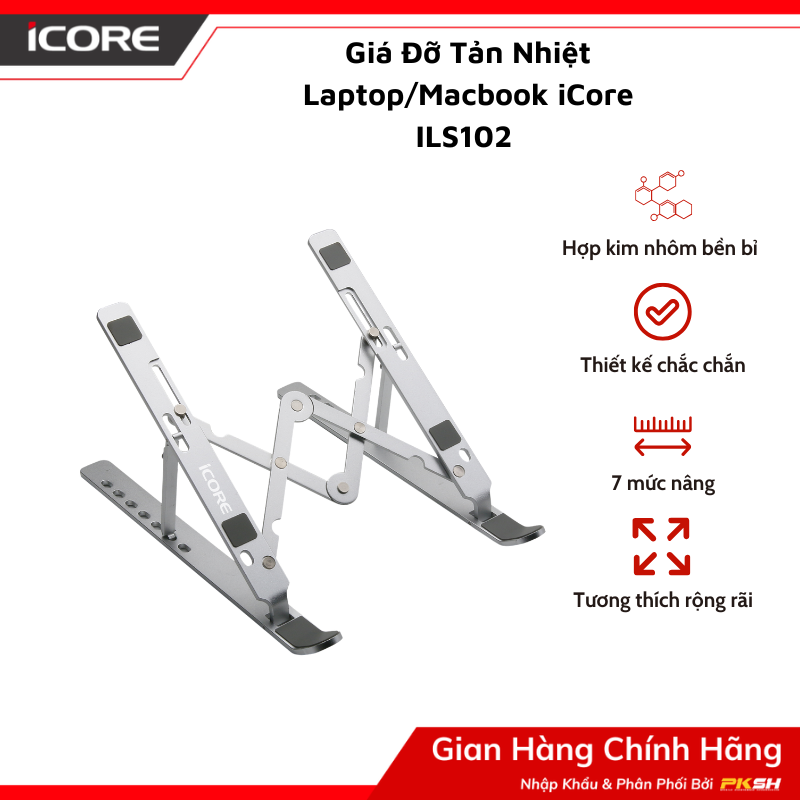 Giá Đỡ Tản Nhiệt Laptop iCore ILS102 - Thiết Kế Công Thái Học, Tản Nhiệt Hiệu Quả - Hàng chính hãng