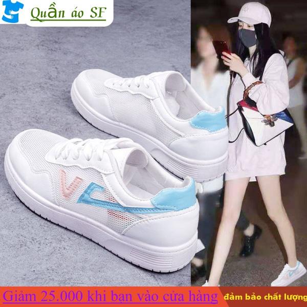 【Quần áo SF】White Shoes Women's Shoes New All-Matching Hollow Breathable Mesh Canvas Sports Board Shoes Mesh Surface Shoes Thin oAPo