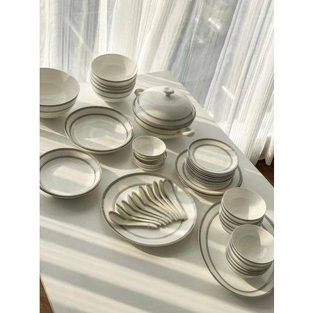 Bộ Bát Đĩa Sứ Cao Cấp Imperial 50 Món Viền Bạc Siêu Sang, Bộ Bát Đĩa Bàn Ăn Tuyệt Đẹp, Nhập Đức