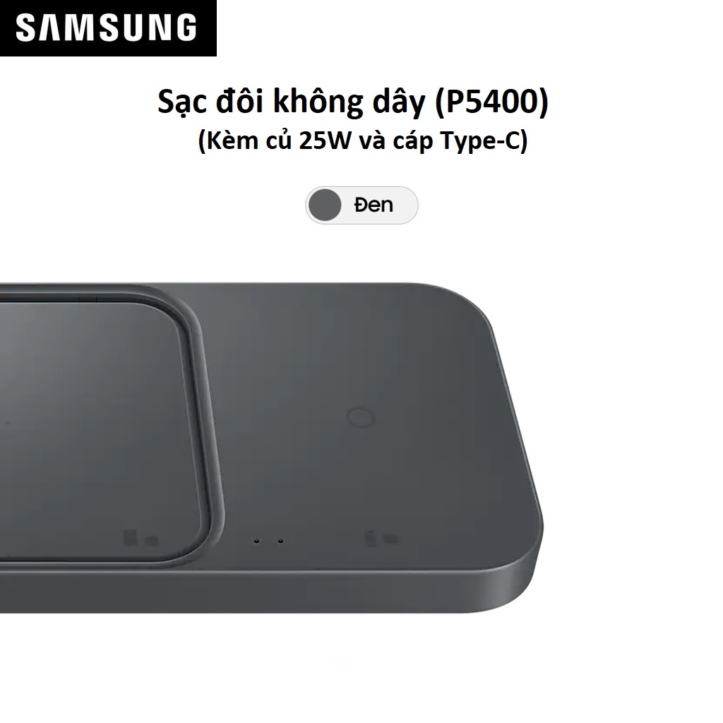 Đế sạc đôi không dây Samsung 15W (kèm củ 25W và cáp USB-C) EP-P5400 - Hàng Chính Hãng
