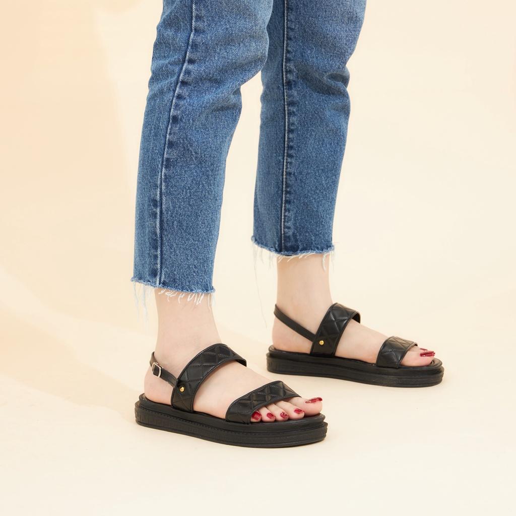 Giày Sandal Nữ MWC 2967 - Giày Sandal Quai Kép Bản To Đế Cao Dập Chỉ Nổi Thời Trang