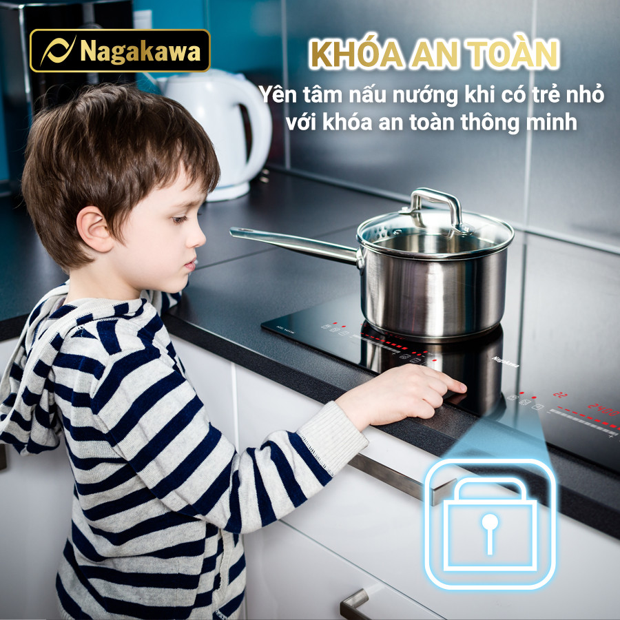 Miễn phí giao lắp toàn quốc - Bếp Đôi Điện Từ Inverter Nagakawa NAG1202M (4800W) - Made in Malaysia - Bảo hành 5 năm - Hàng Chính Hãng