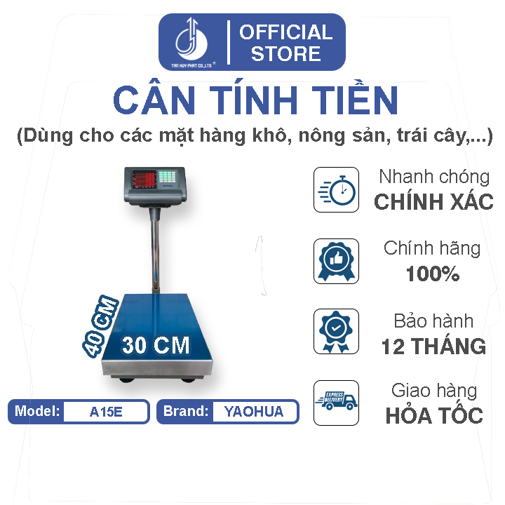 Cân Điện Tử Tính Tiền A15E - Mặt Bàn Cân 300X400MM