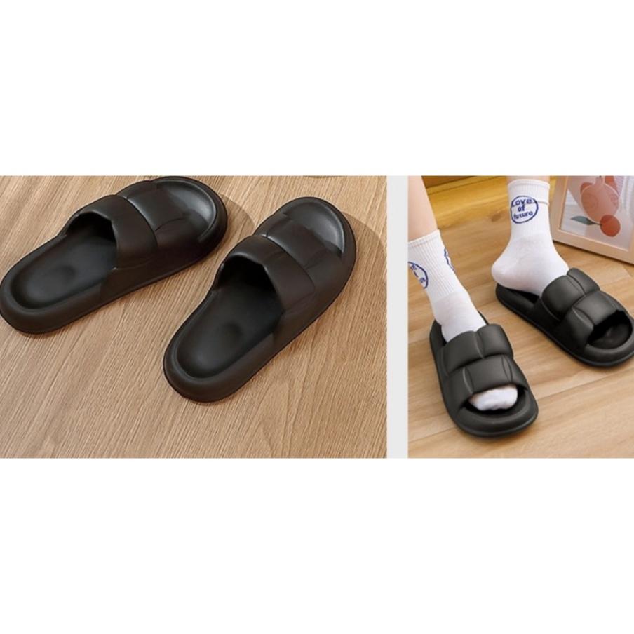 Dép Bánh Mỳ Nữ Béo Đế Xôp Tăng Chiều cao Quai Ngang Vân Nổi