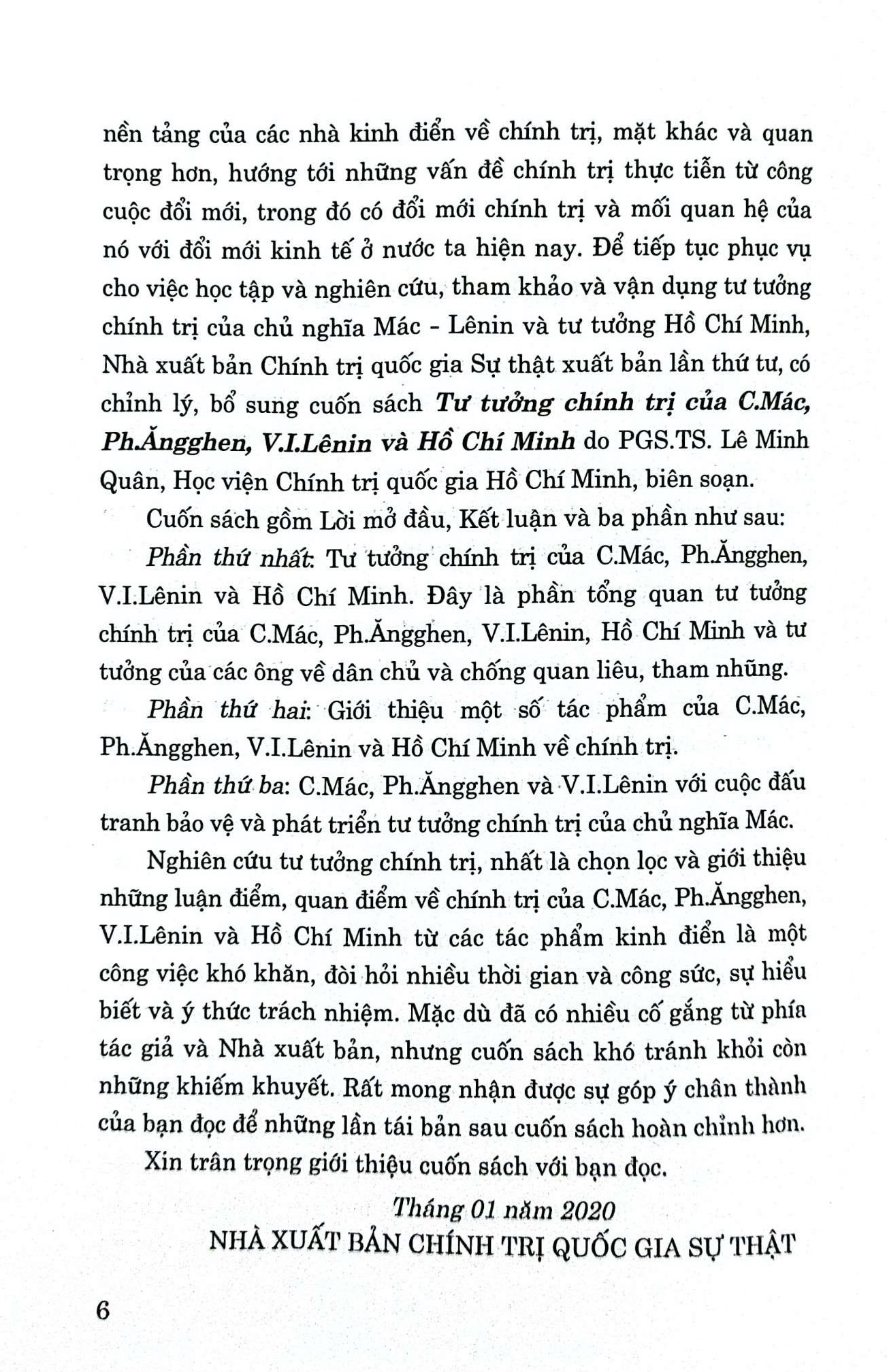 Tư tưởng chính trị của C. Mác, Ph. Ăngghen, V. I. Lênin và Hồ Chí Minh (Sách chuyên khảo)