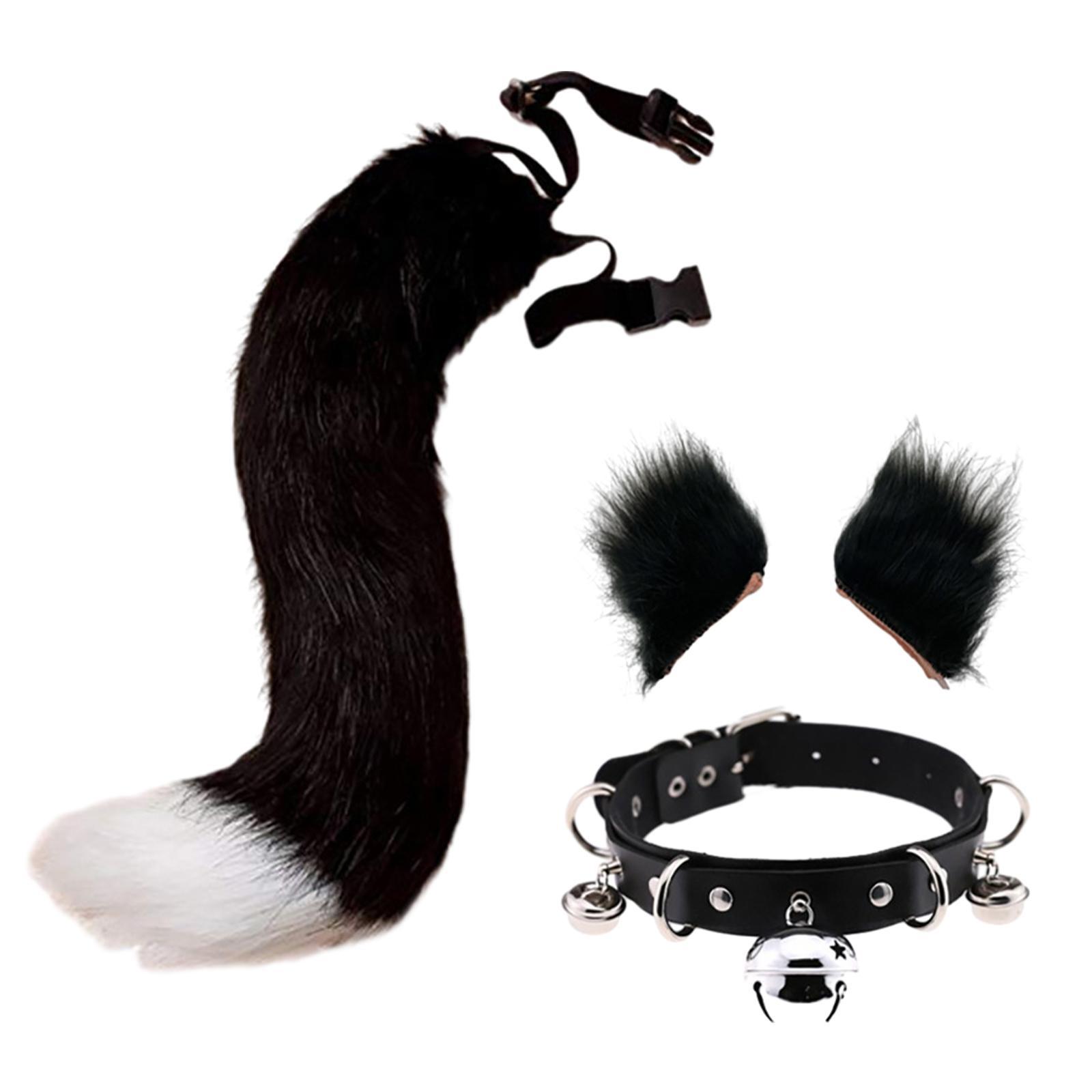 3Pcs Animals Ears and Long Tail Set Cute Cat Ear and Tail Halloween Costume