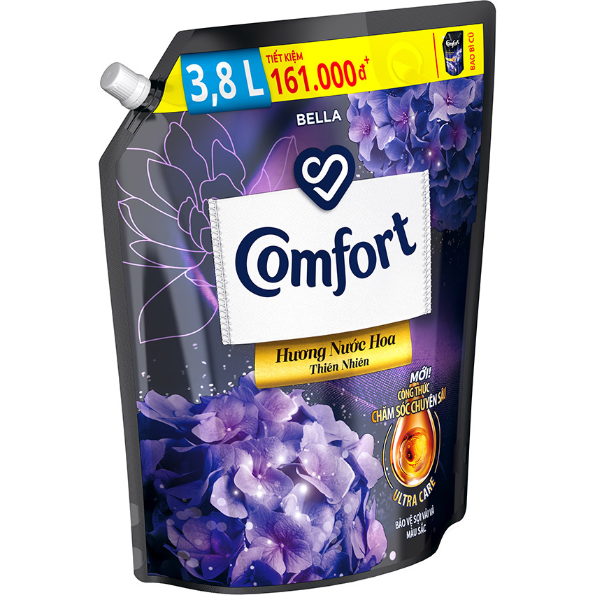 Combo 2 túi nước xả vải làm mềm vải Comfort Chăm sóc Chuyên sâu Hương nước hoa thiên nhiên Bella túi 3.7L