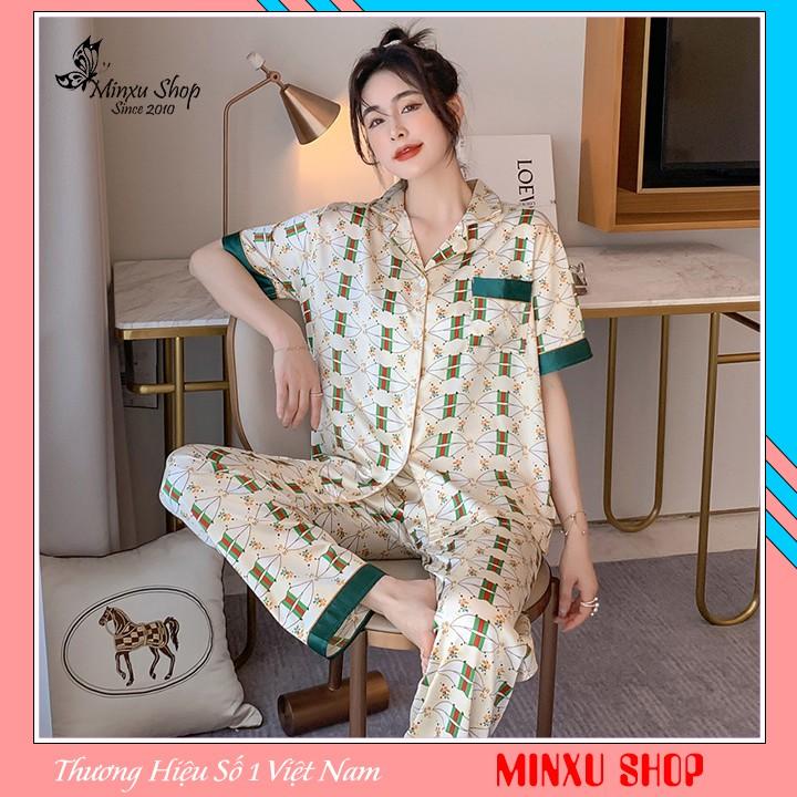 Bộ đồ Pijama lụa, bộ ngủ mặc nhà Minxu Shop, quần dài áo ngắn tay - sang chảnh - chất Lụa mềm mịn, thoải mái (Mã PP)