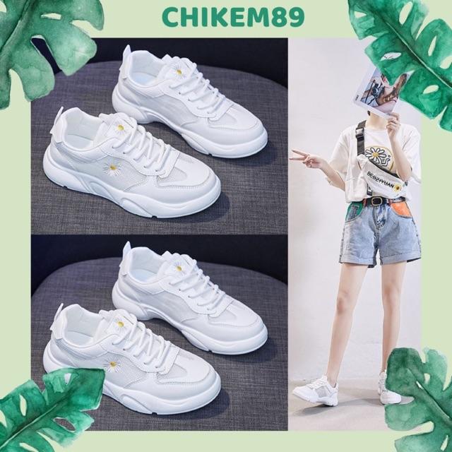 Giày thể thao sneakers nữ hoa cúc phối lưới thoáng khí tăng chiều cao