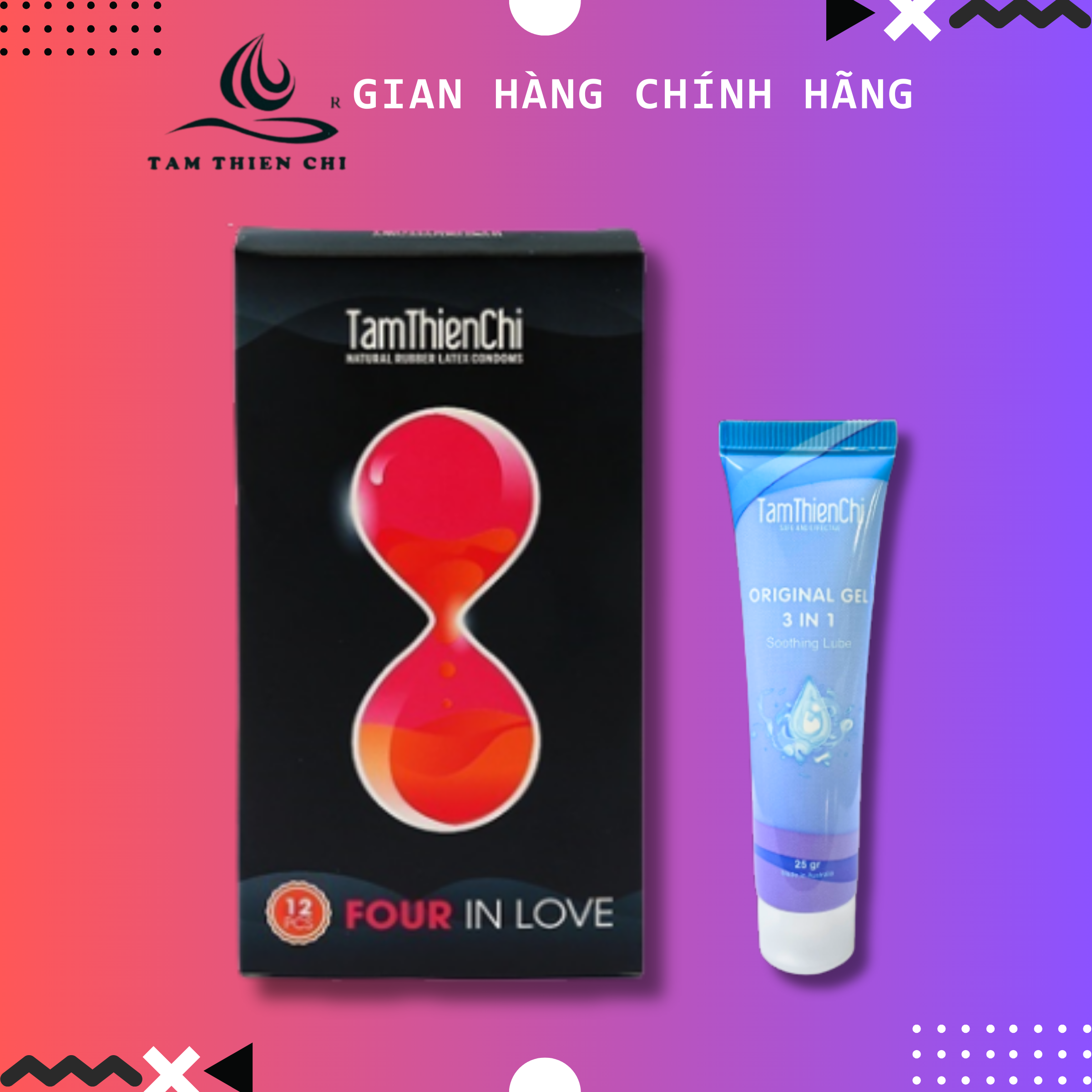 Gel bôi trơn Tâm Thiện Chí 25g và Bao cao su TTC Four in Love 4in1 Hộp 12 cái