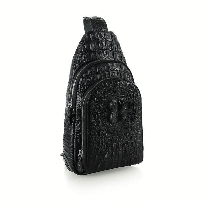 Túi đeo trước nam da cá sấu Huy Hoàng màu đen HC6285