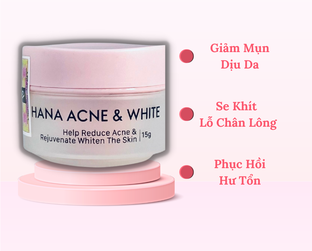 Kem Mụn Hana Acne &amp; White Hanayuki Chính Hãng Kem Mụn Thâm Dưỡng Ẩm Trắng Da 15g &amp; 25g