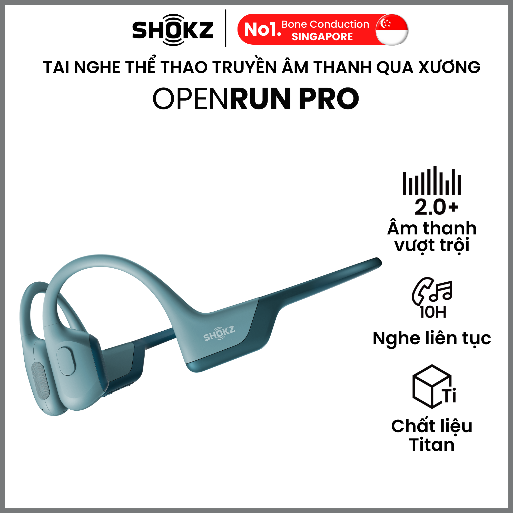 Tai Nghe Bluetooth Thể Thao Truyền Âm Thanh Qua Xương SHOKZ OPENRUN PRO S810 Màu Xanh Dương - Hàng chính hãng