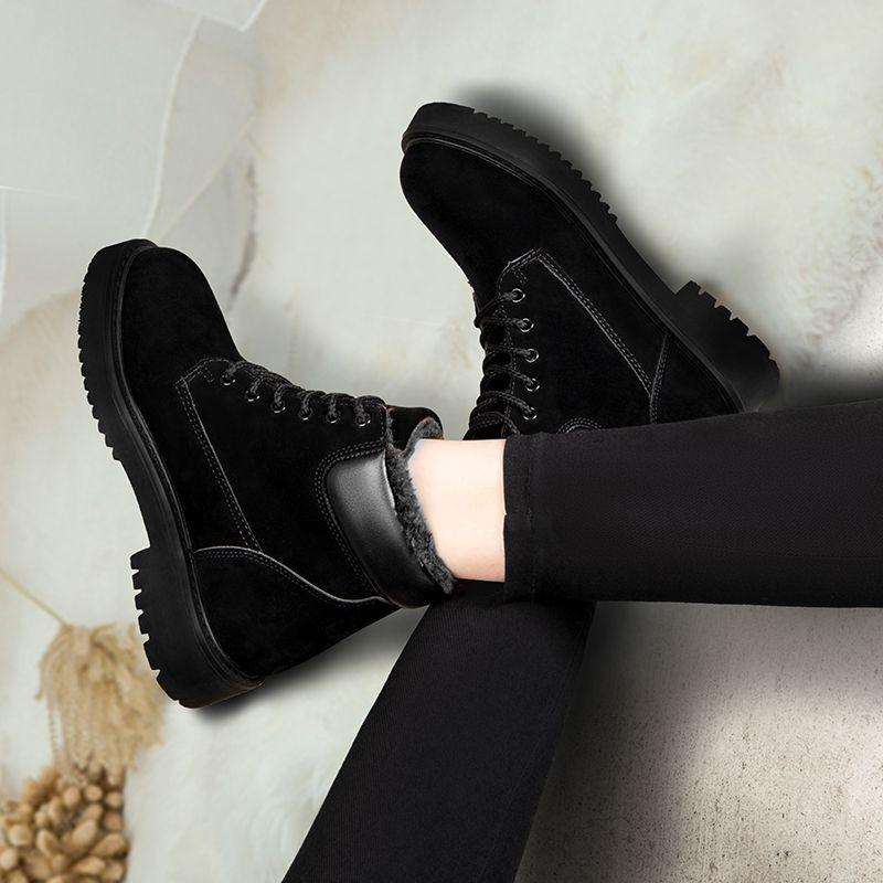 Giày Bốt Cotton Lót Lông Cừu Dày Dặn Đế Bằng Phong Cách Hàn Quốc Thời Trang Mùa Đông Hàng Mới 2021 Dành Cho Bạn Nữ