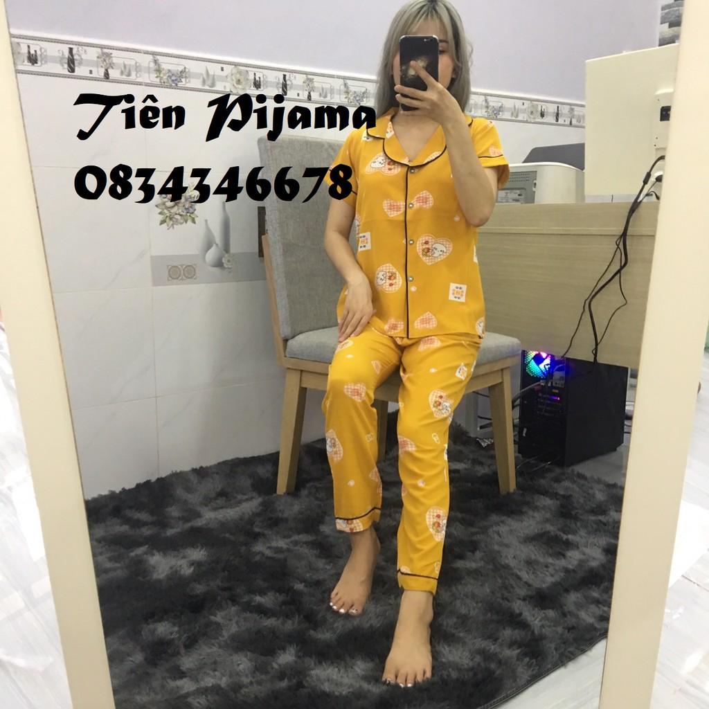 Bộ Pijama Lụa , Bộ Mặc Nhà Lụa Cộc Tay Cao Cấp Hàng Thiết Kế Có Size, Chất Lụa Mịn Mát
