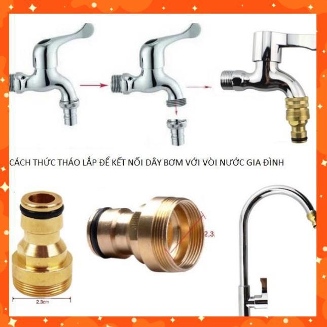 Bộ dây vòi xịt nước rửa xe, tưới cây . tăng áp 3 lần, loại 7m, 10m 206701-1 đầu đồng,cút,nồi v+ tặng túi đựng bút