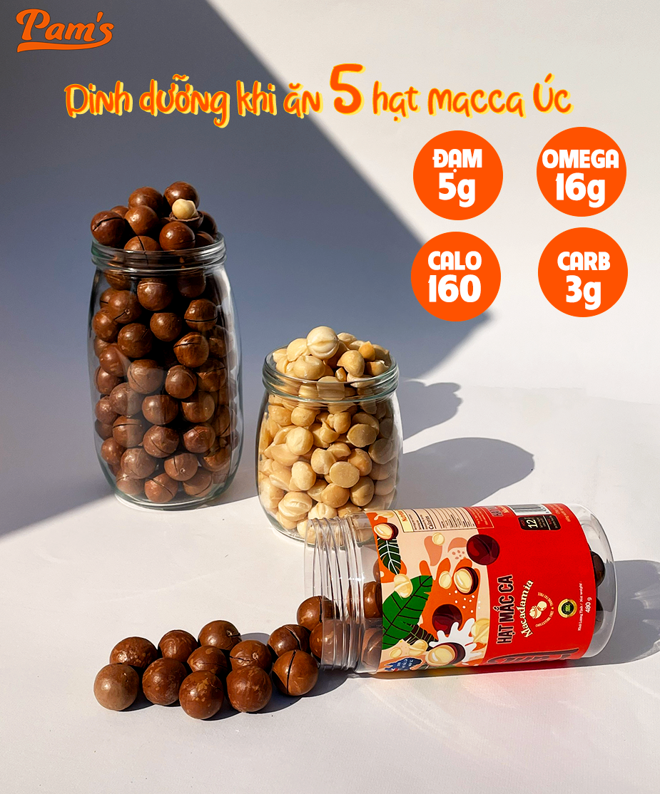 Hạt Macca Úc Nứt Vỏ Pams Macca Hữu Cơ Nhập Khẩu Úc, Hạt A Size 25-28