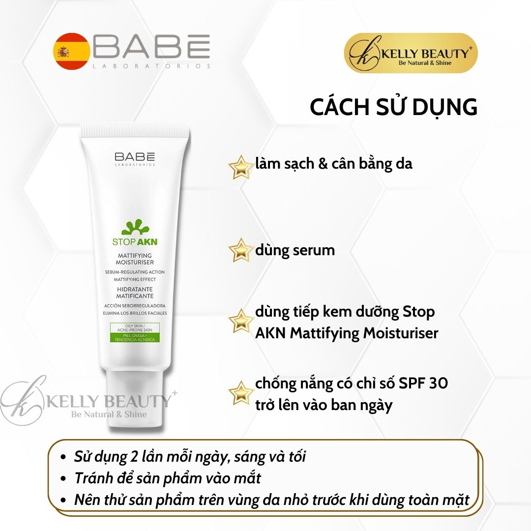 Kem Dưỡng Kiềm Dầu Ngừa Mụn BABE Stop AKN Mattifying Moisturiser - Kelly Beauty