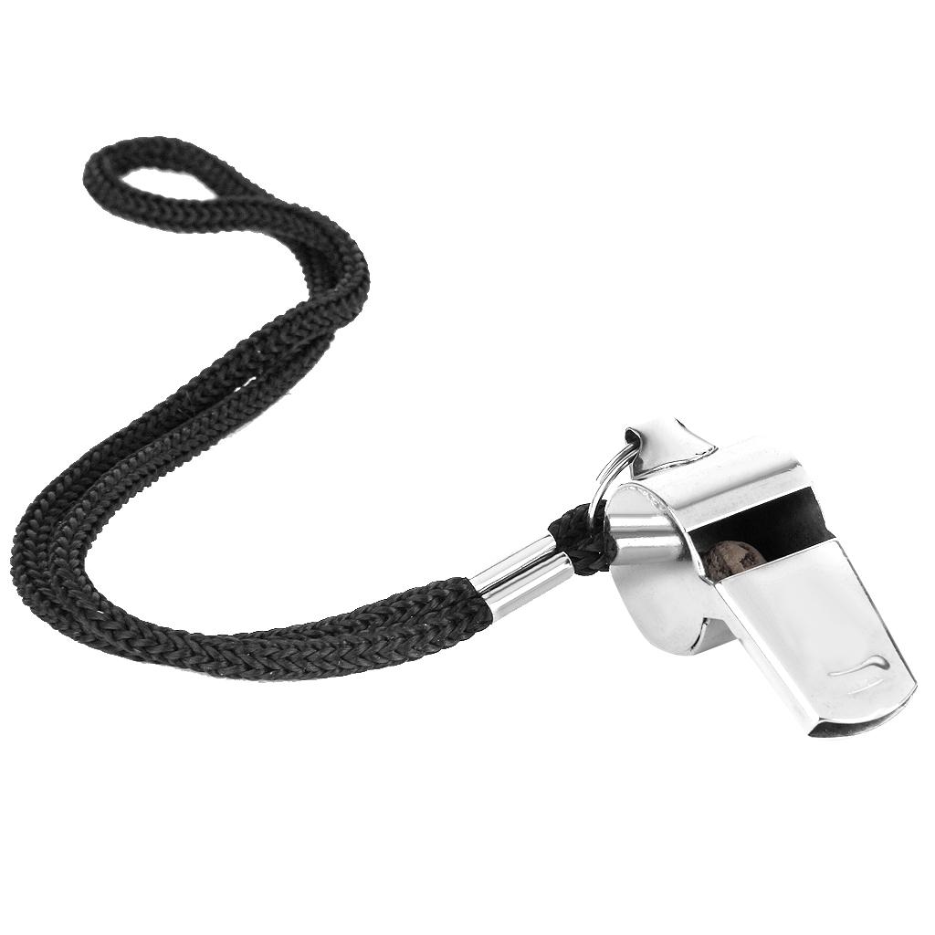 6 x Stainless Steel Sports Training Referee Whistle with Lanyard