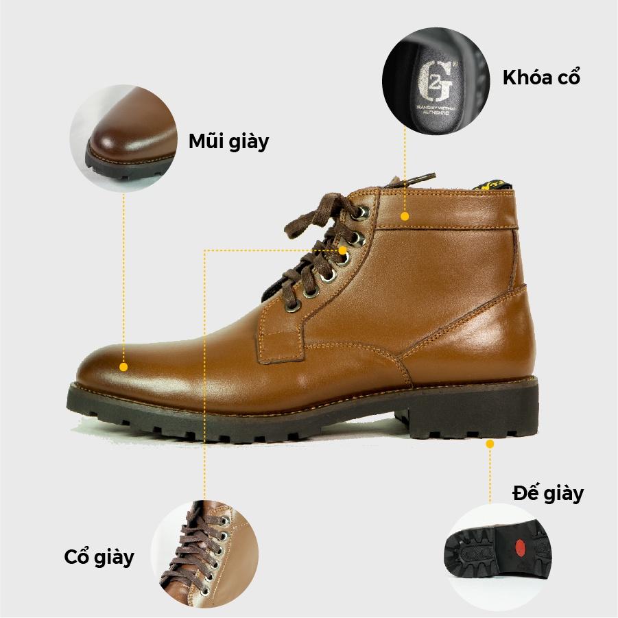 Boot nam G2 cao cổ kiểu giầy da nam cao cấp, Giầy tây công sở cổ lửng bằng da bò nepan cao cấp dáng combat boot - 36