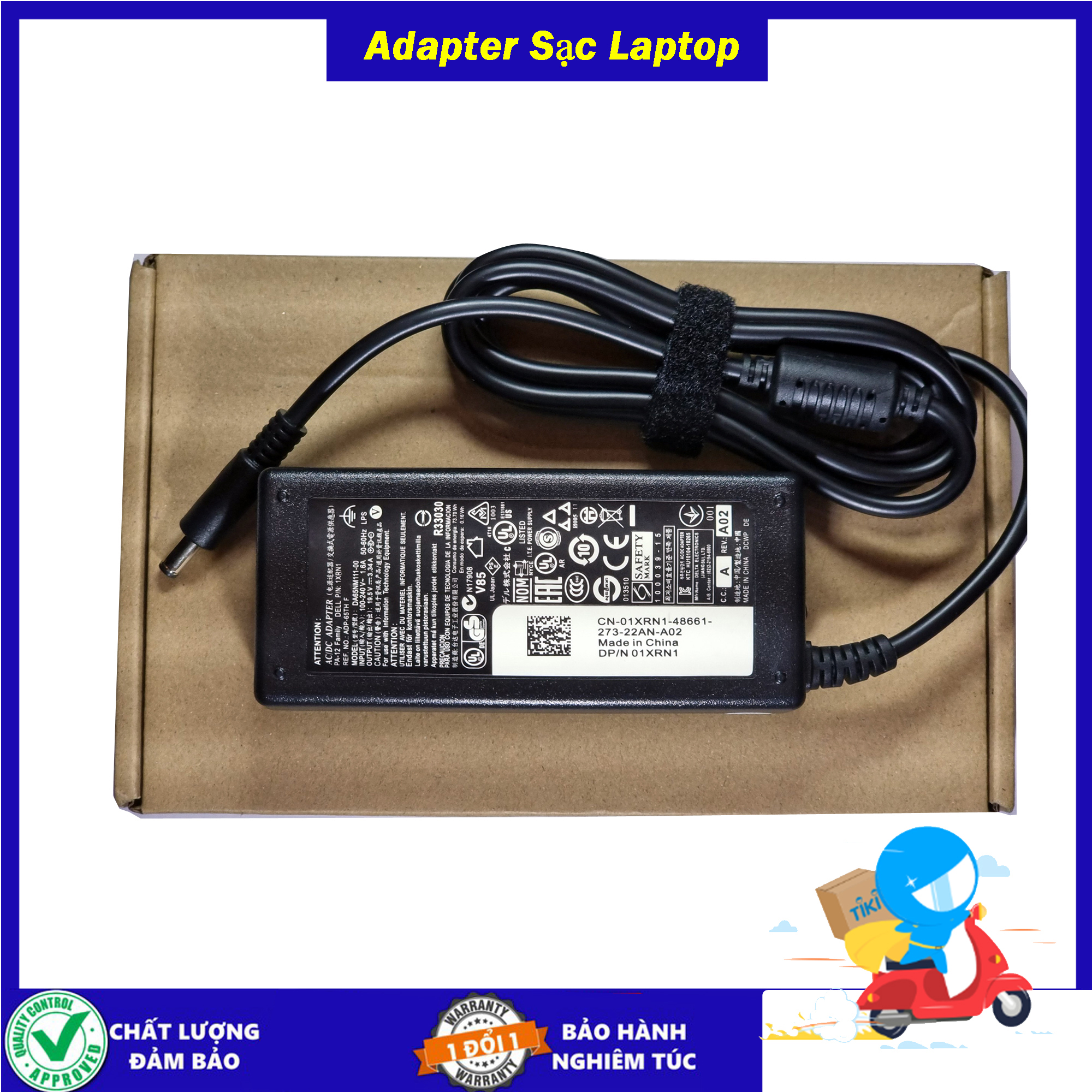 Sạc cho Laptop Dell 19.5V 2.31a 3.34a - công suất 45w/65w - Chân kim nhỏ 4.5mm x 3.0mm - Tặng kèm dây nguồn - Hàng Nhập Khẩu - Sản phẩm mới 100% New Seal